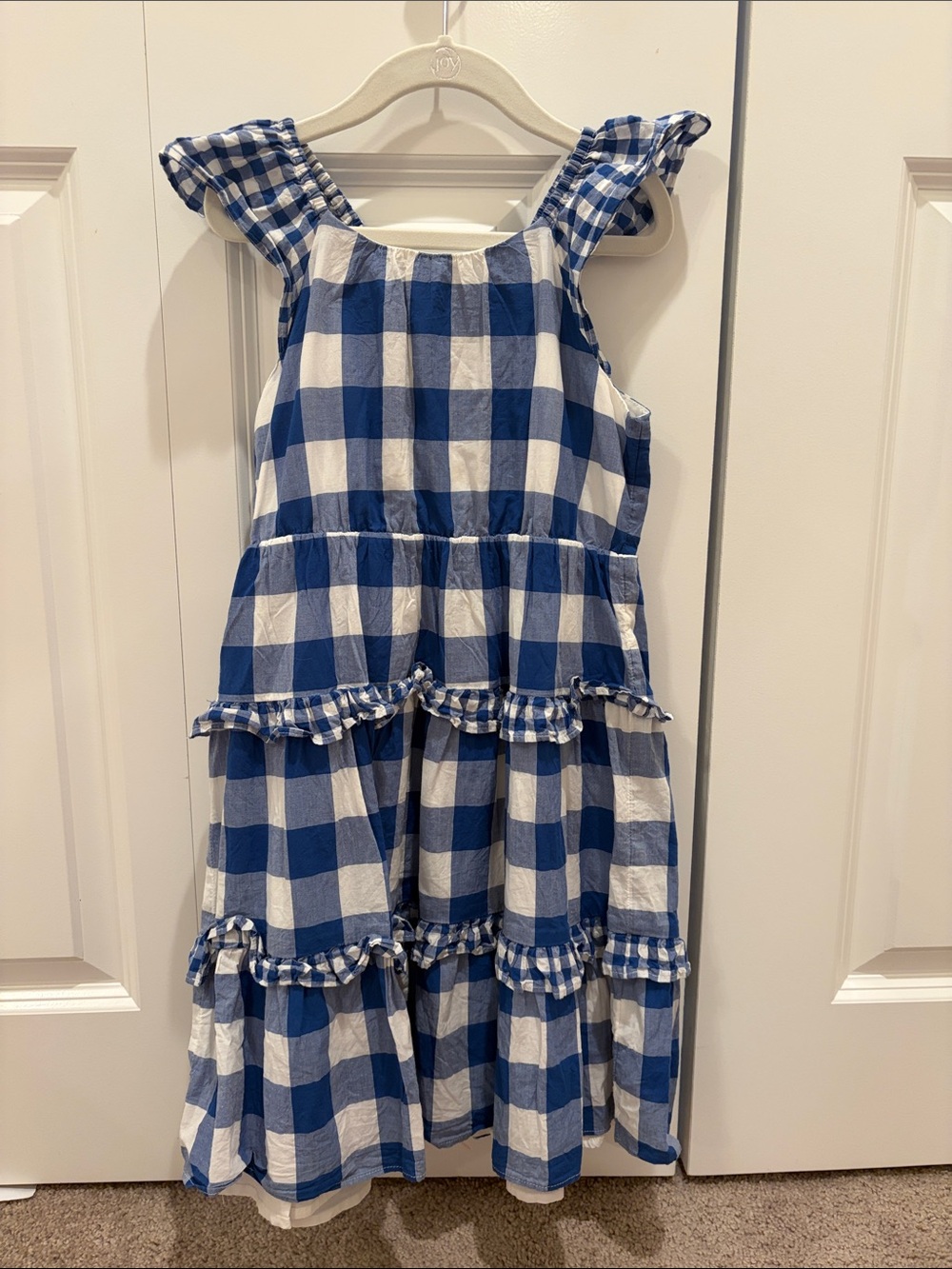 Crewcuts Blue and White Gingham Tiered Sundress